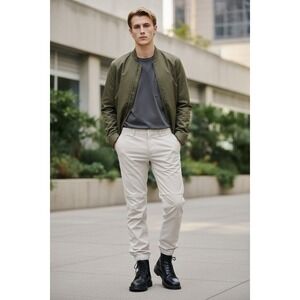 NILI LOTAN Made USA Off White Utility Cotton Zip Cuff Pants W27/28x27 NWOT $390